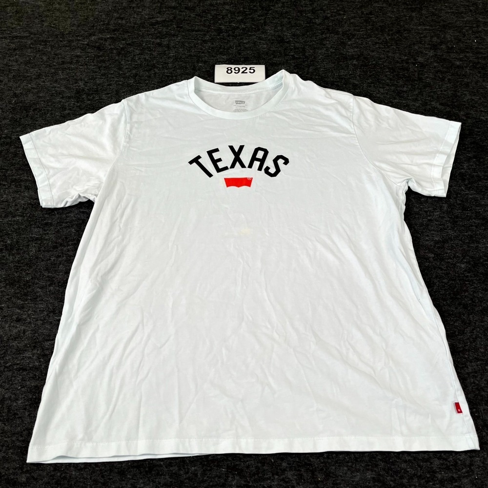 Levi's T Shirt Mens XL White Graphic Texas Cotton Crew Neck Standard Fit Casual